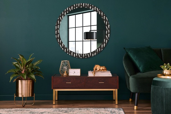 Round wall mirror decor Feathers