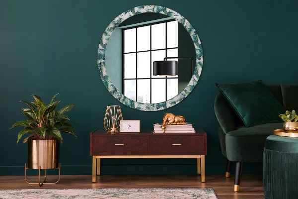 Round wall mirror decor Feathers