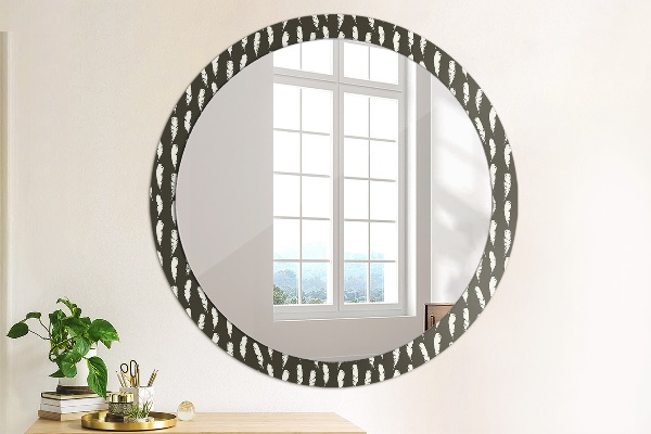 Round wall mirror decor Feathers