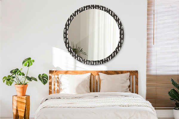 Round wall mirror decor Feathers
