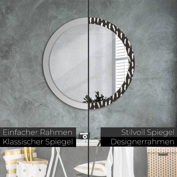 Round wall mirror decor Feathers