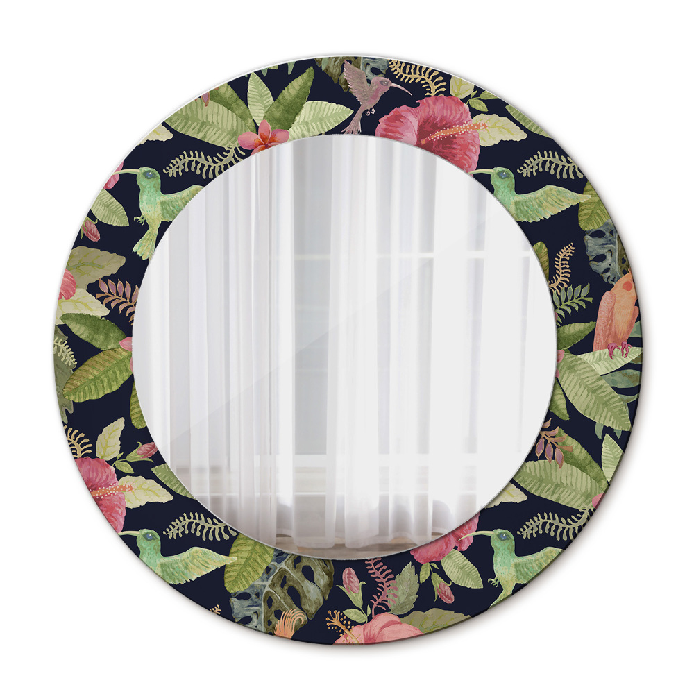 Round wall mirror decor Hibiscus flowers