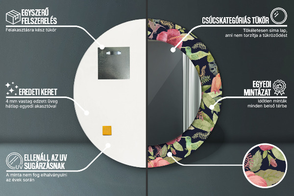 Round wall mirror decor Hibiscus flowers