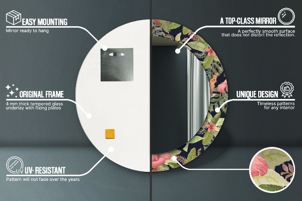 Round wall mirror decor Hibiscus flowers