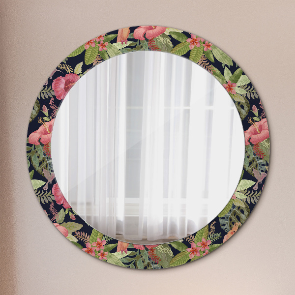 Round wall mirror decor Hibiscus flowers