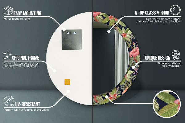 Round wall mirror decor Hibiscus flowers