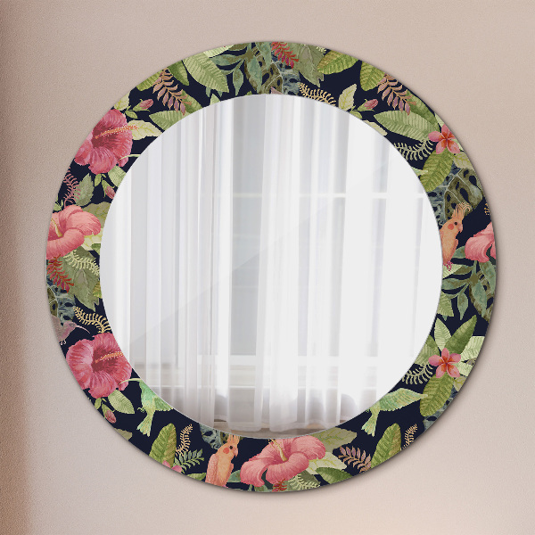 Round wall mirror decor Hibiscus flowers