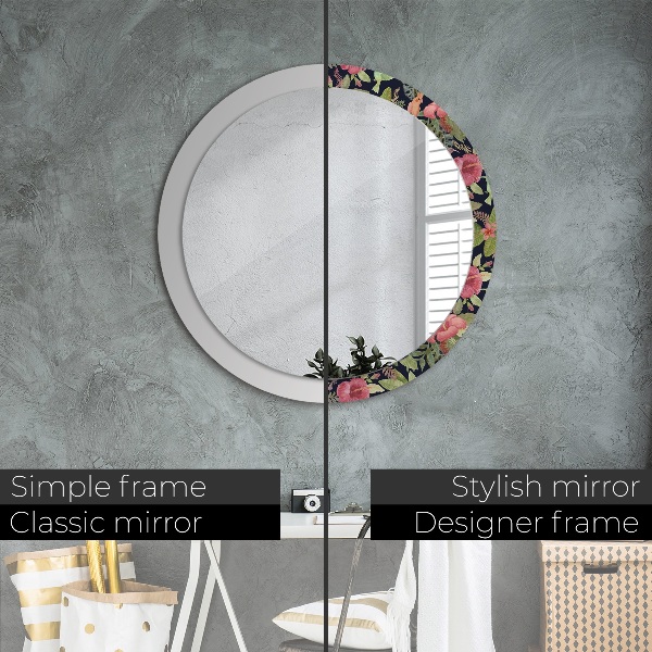 Round wall mirror decor Hibiscus flowers