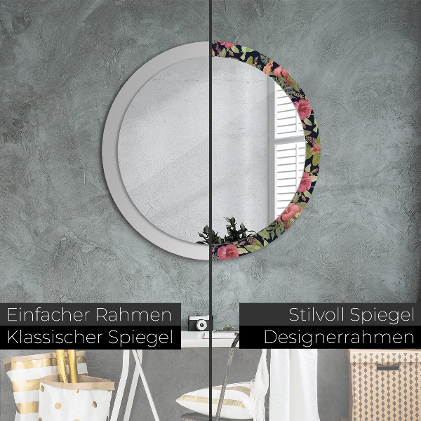 Round wall mirror decor Hibiscus flowers