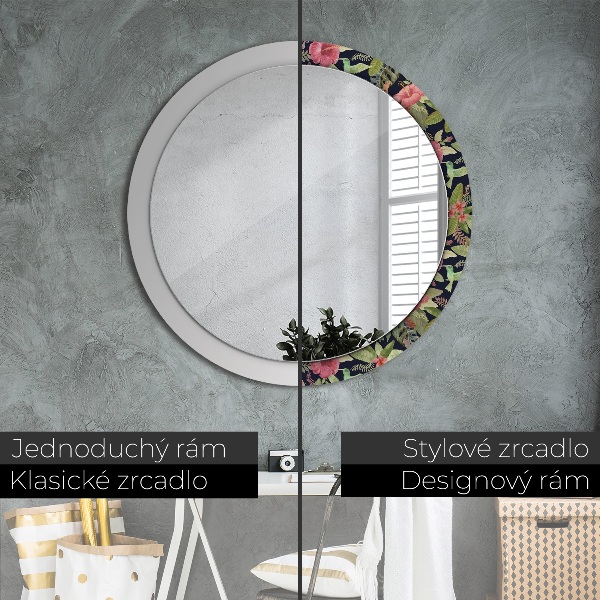 Round wall mirror decor Hibiscus flowers