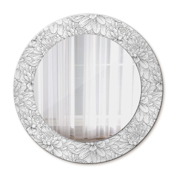 Round wall mirror decor Lotos flowers