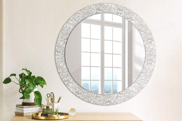 Round wall mirror decor Lotos flowers