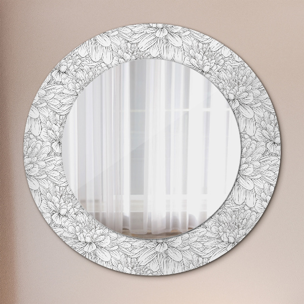 Round wall mirror decor Lotos flowers