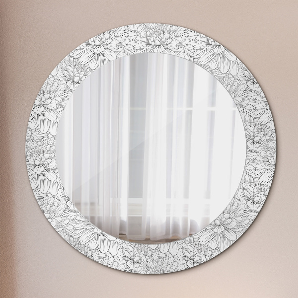 Round wall mirror decor Lotos flowers
