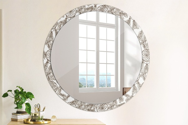 Round wall mirror decor Dreamcatcher feathers