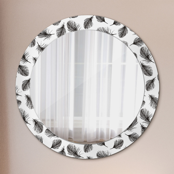 Round wall mirror decor Feathers