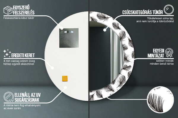 Round wall mirror decor Feathers