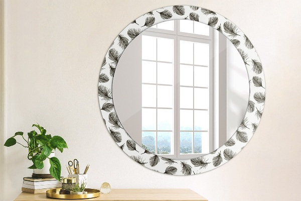 Round wall mirror decor Feathers