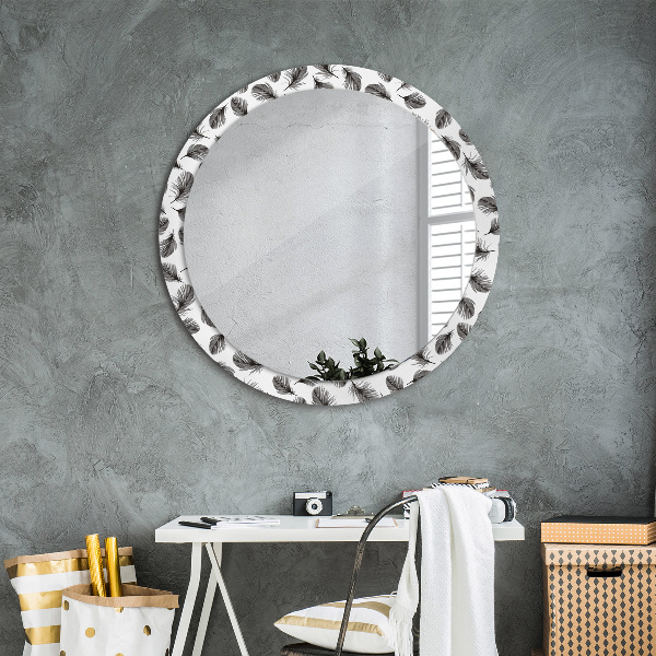 Round wall mirror decor Feathers