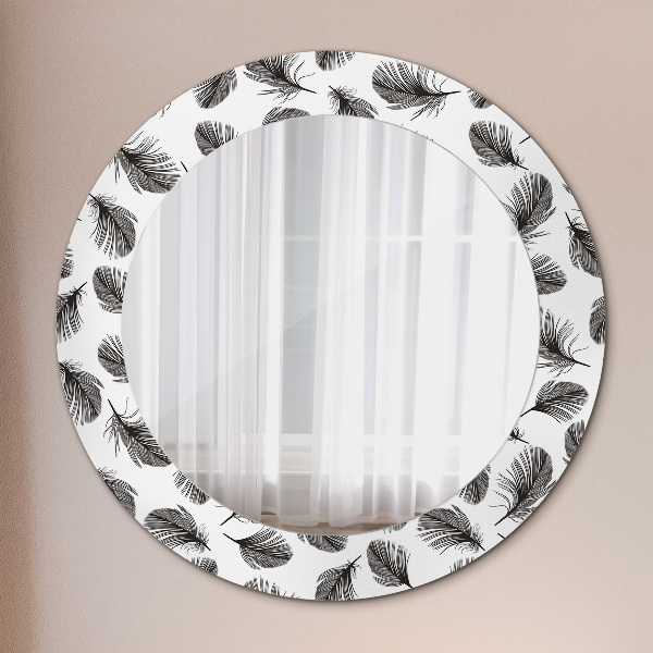 Round wall mirror decor Feathers
