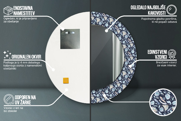 Round wall mirror decor Boho pattern