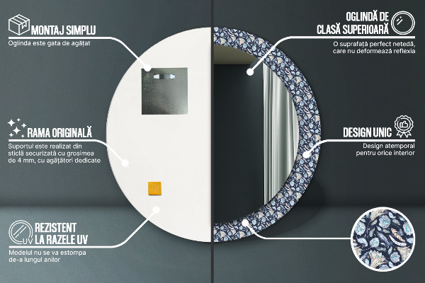 Round wall mirror decor Boho pattern