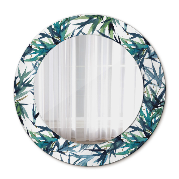 Round printed mirror Blue palm trees