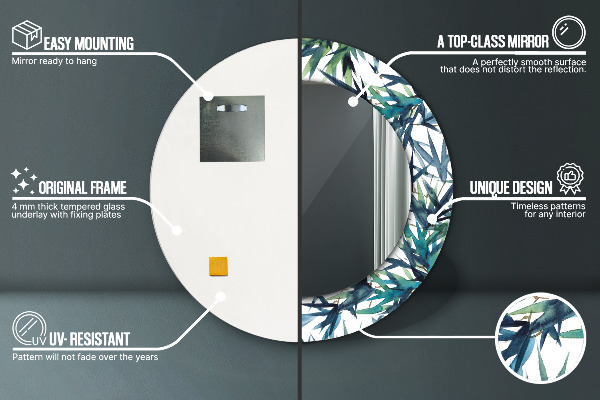 Round printed mirror Blue palm trees