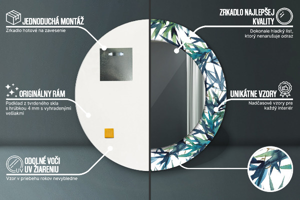 Round printed mirror Blue palm trees