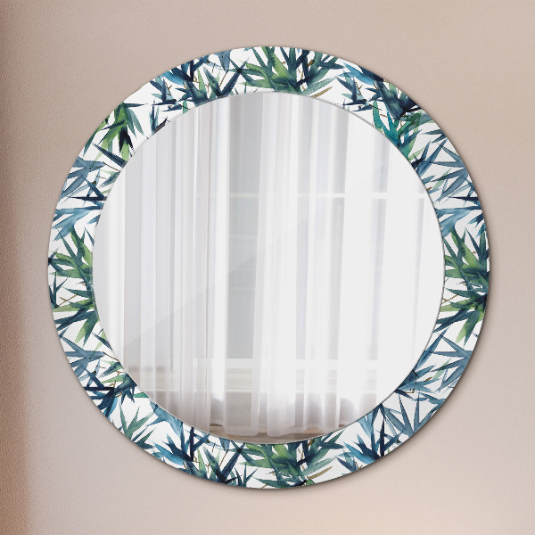 Round printed mirror Blue palm trees