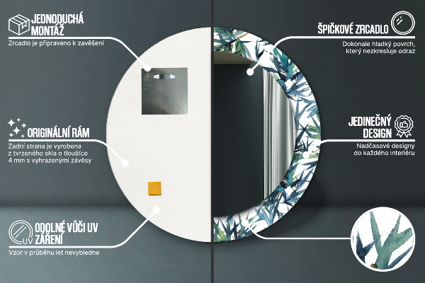 Round printed mirror Blue palm trees