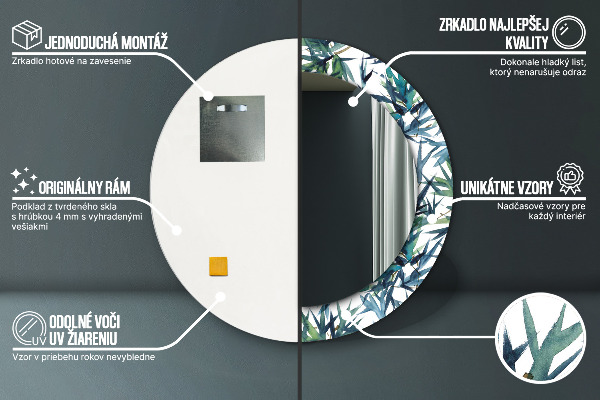 Round printed mirror Blue palm trees