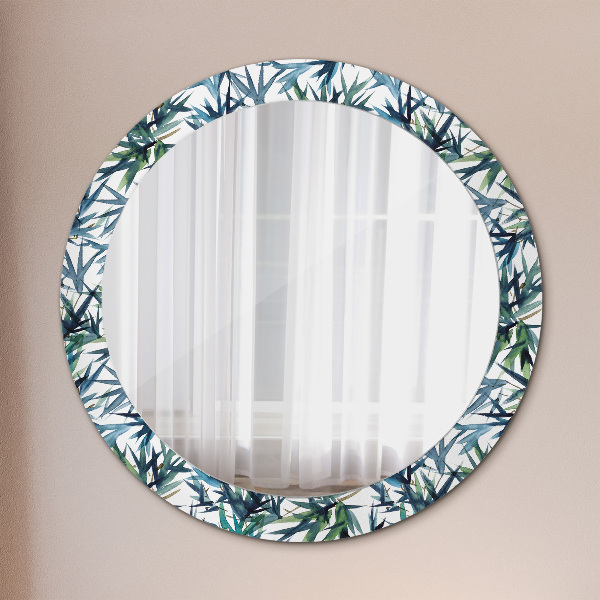 Round printed mirror Blue palm trees