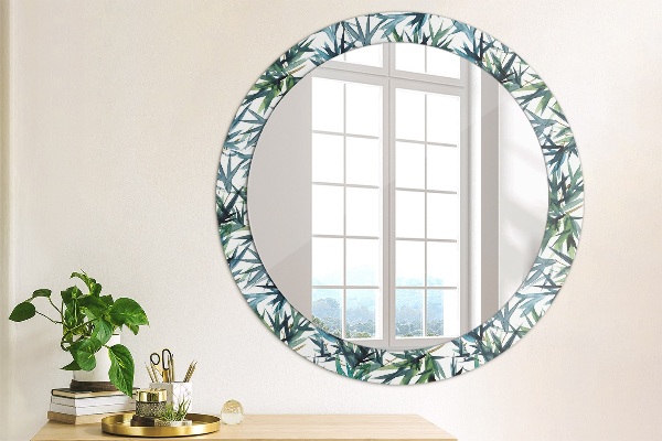 Round printed mirror Blue palm trees