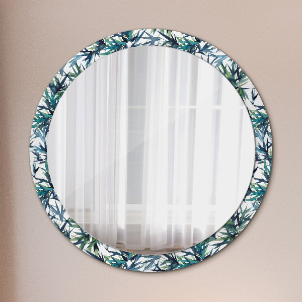 Round printed mirror Blue palm trees