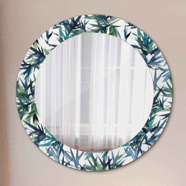 Round printed mirror Blue palm trees