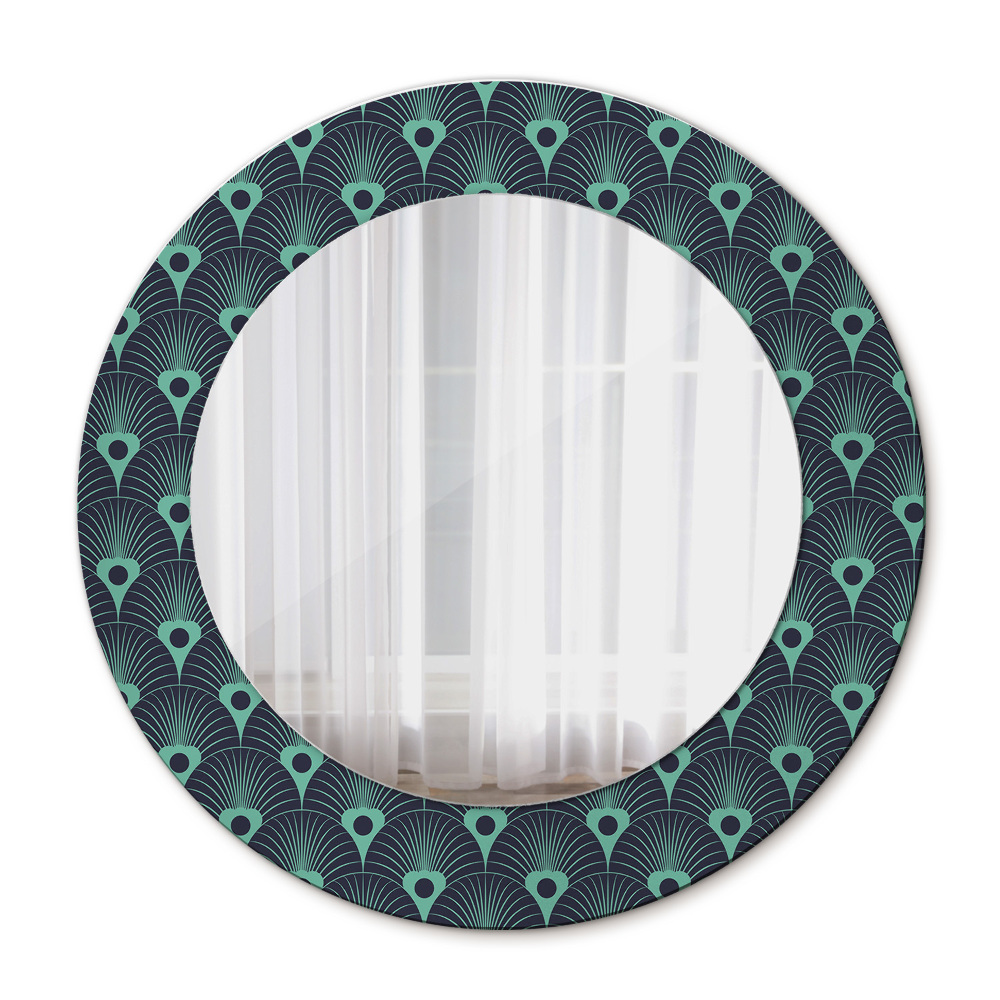 Round printed mirror Floral pattern
