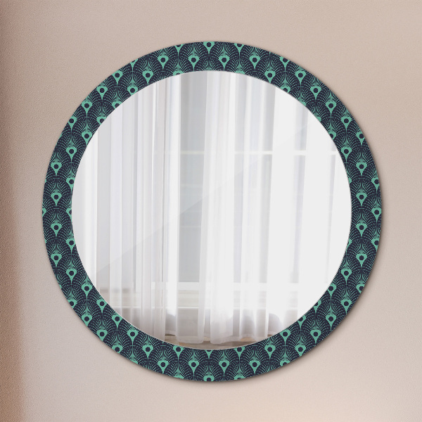 Round printed mirror Floral pattern