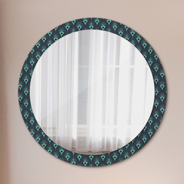 Round printed mirror Floral pattern