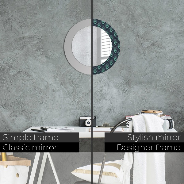 Round printed mirror Floral pattern