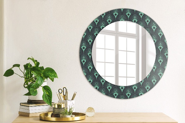 Round printed mirror Floral pattern