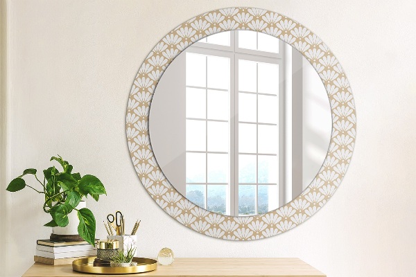 Round wall mirror decor Oriental flower