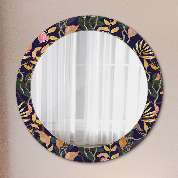 Round wall mirror decor Watercolor plants