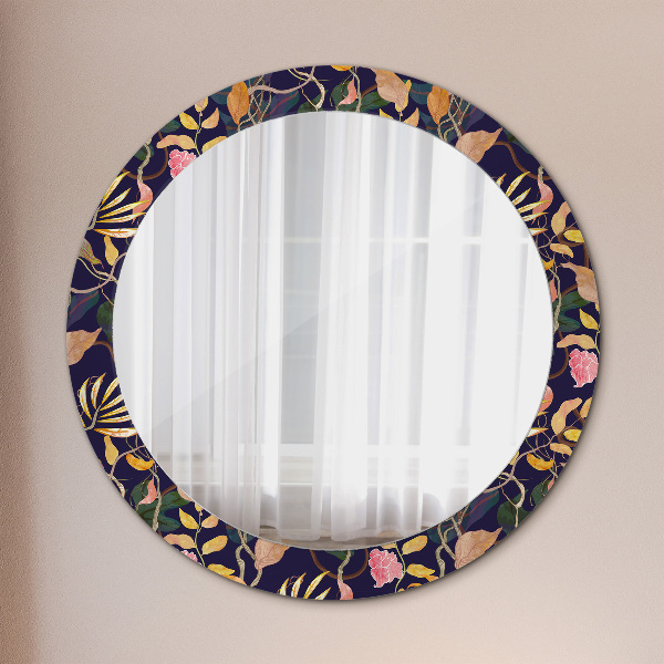 Round wall mirror decor Watercolor plants