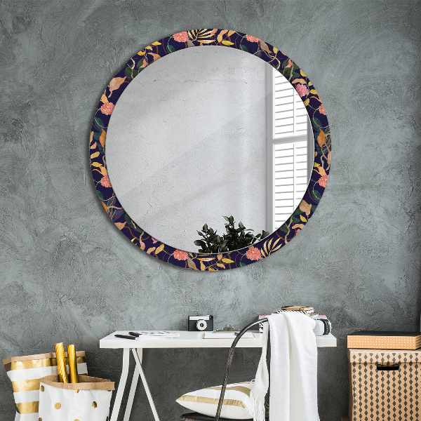 Round wall mirror decor Watercolor plants