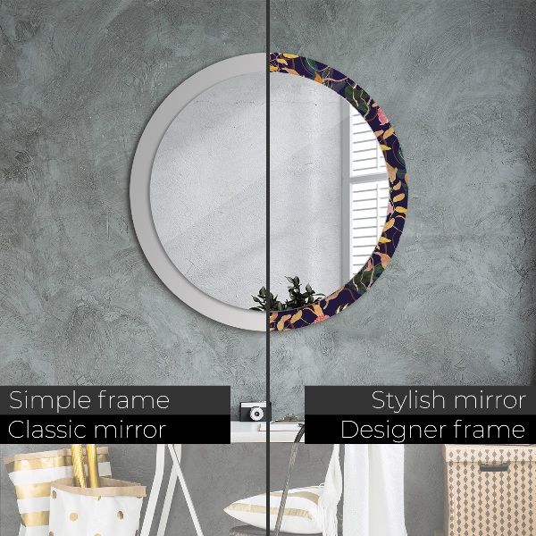 Round wall mirror decor Watercolor plants