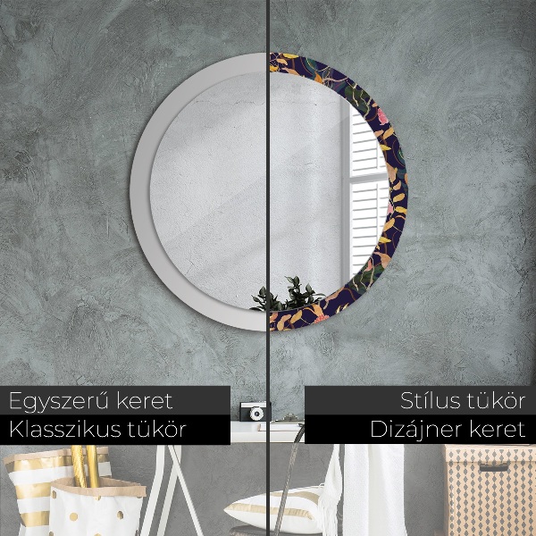 Round wall mirror decor Watercolor plants