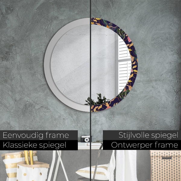 Round wall mirror decor Watercolor plants