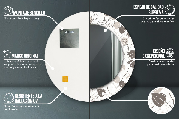 Round wall mirror decor Abstract floral