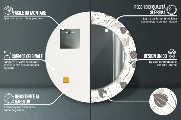 Round wall mirror decor Abstract floral